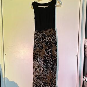 Monaco Elegant Black and Brown Patterned Dress size medium